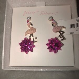 Betsey Johnson Flamingo Bow Earrings